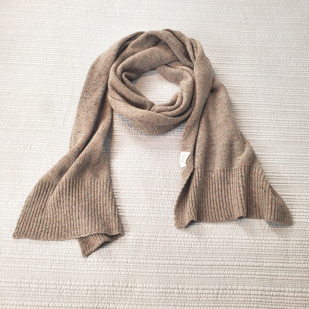 REI Co-op Knit Scarf Womens One Size Tan Multi Fleck Ribbed Trim 21581-T237396